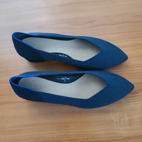 Rothy's The Point Blue Knit Pointed Toe Low Heel Women's Shoes Sz 7 - Picture 3 of 7